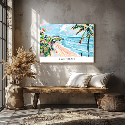 Evoke the essence of a sun-drenched Caribbean coastline with this vibrant wall art. Featuring palm for Veranda