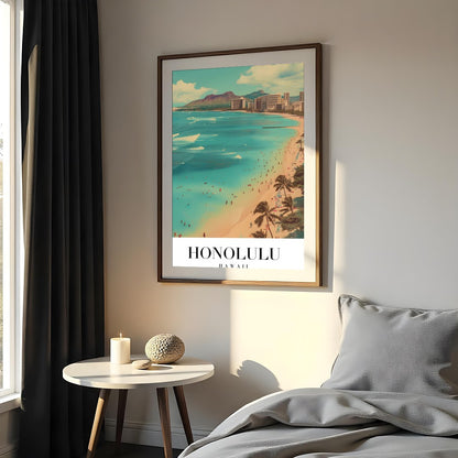 Immerse yourself in the vibrant allure of Waikiki Beach with this striking artwork, capturing the for Bedroom