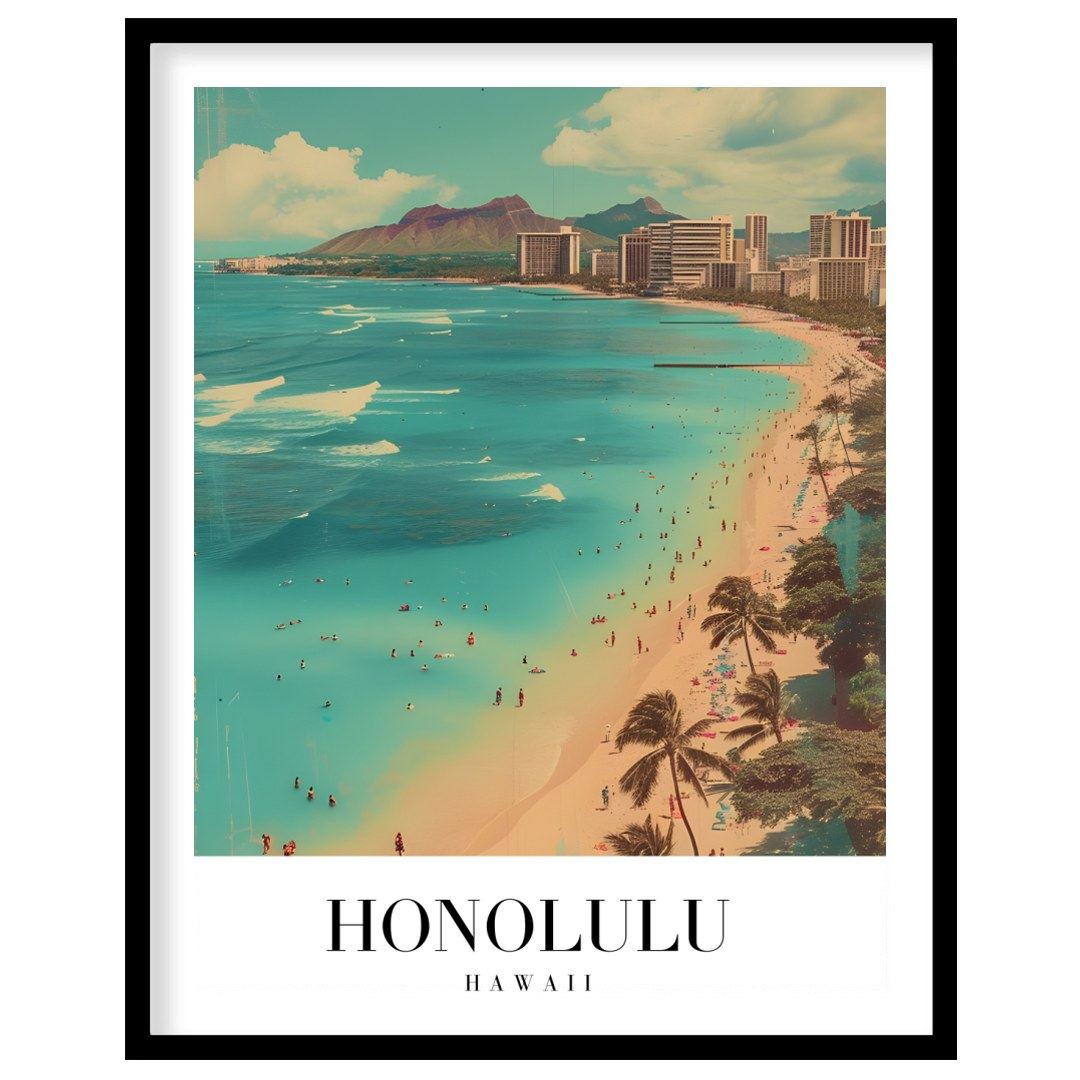 Immerse yourself in the vibrant allure of Waikiki Beach with this striking artwork, capturing the for dwelling
