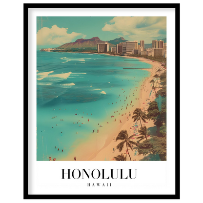 Immerse yourself in the vibrant allure of Waikiki Beach with this striking artwork, capturing the for dwelling