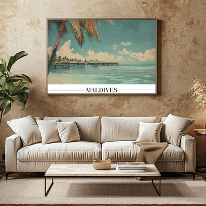 Immerse yourself in the serene beauty of this tropical paradise, showcasing overwater bungalows set for Family Room
