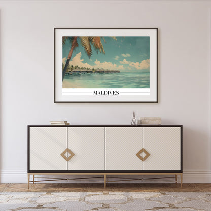 Immerse yourself in the serene beauty of this tropical paradise, showcasing overwater bungalows set for Foyer