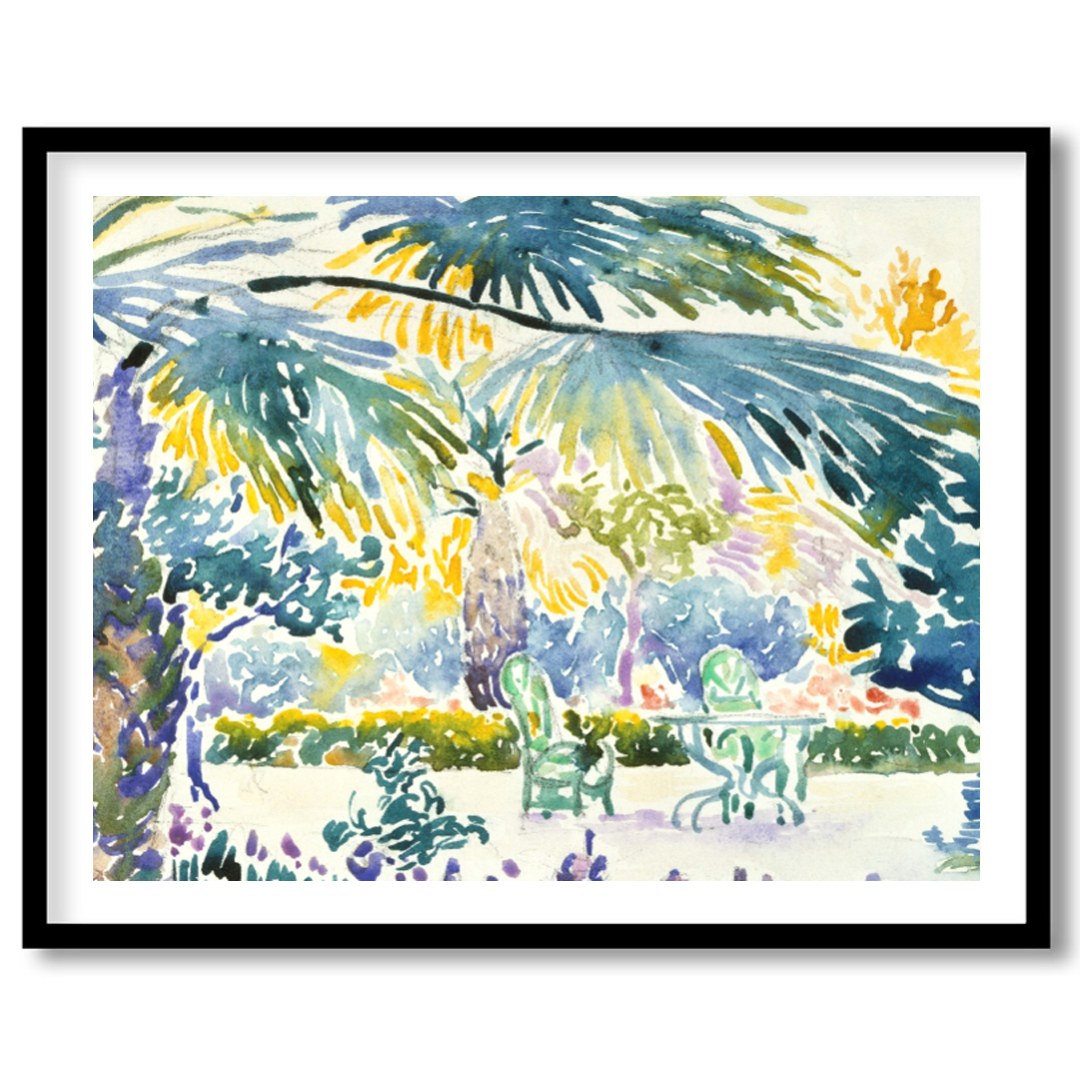 Immerse yourself in the vibrant serenity of this tropical oasis watercolor. The lush greenery and for bedroom