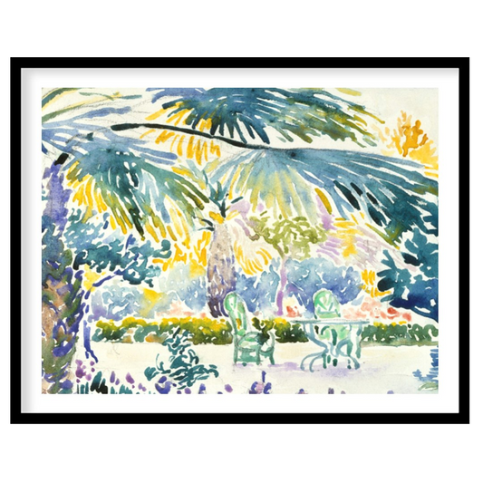 Immerse yourself in the vibrant serenity of this tropical oasis watercolor. The lush greenery and for bedroom