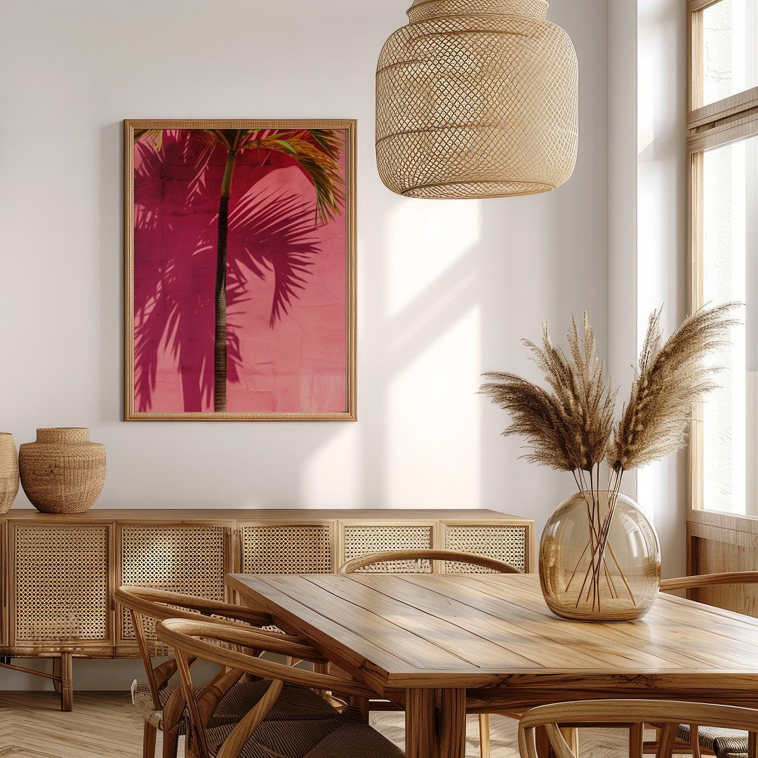 This vibrant artwork captures the essence of tropical serenity with a single palm tree casting its for Extra Kitchen