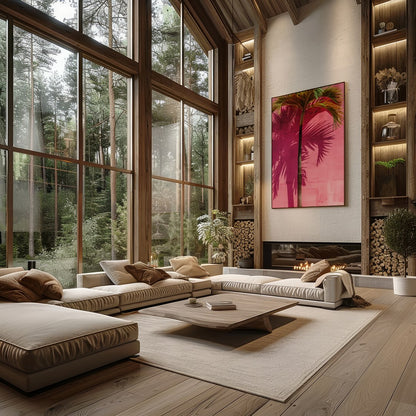 This vibrant artwork captures the essence of tropical serenity with a single palm tree casting its for Living Room