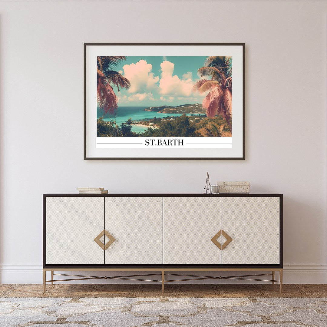 Experience the serene beauty of St. Barth with this captivating coastal view, where turquoise for Foyer