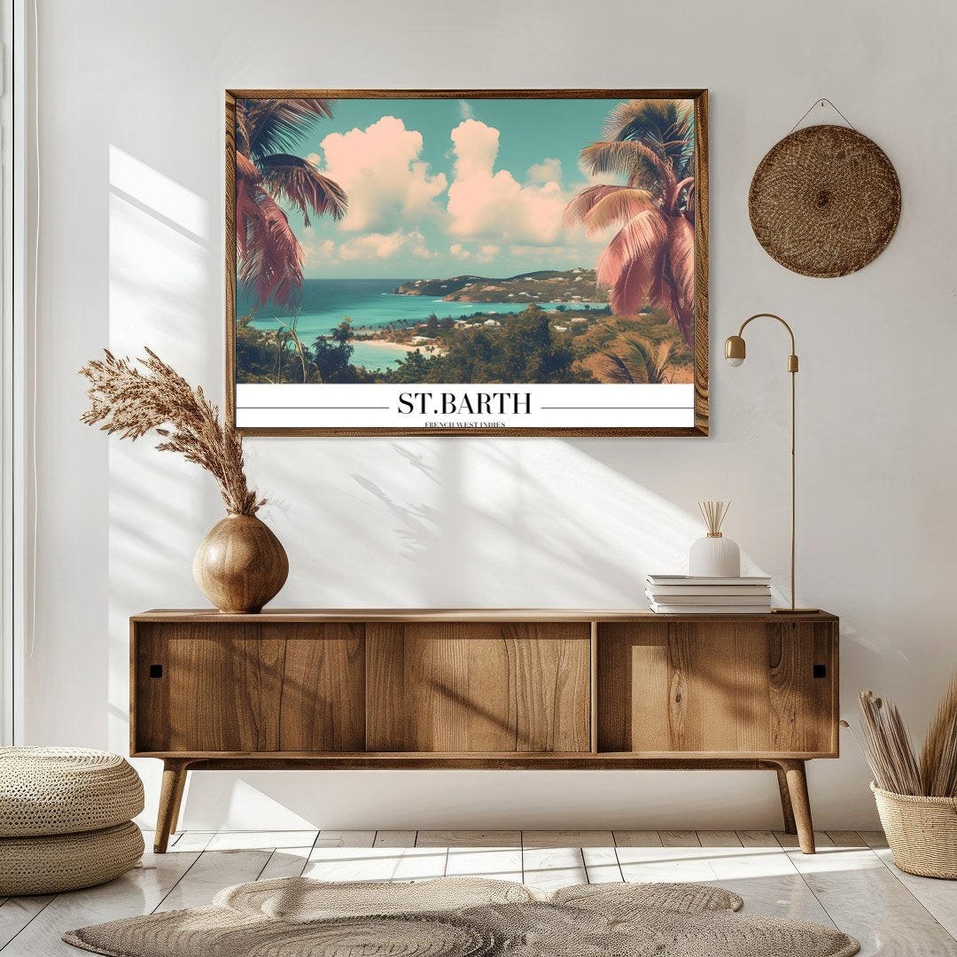 Experience the serene beauty of St. Barth with this captivating coastal view, where turquoise for Sitting Area