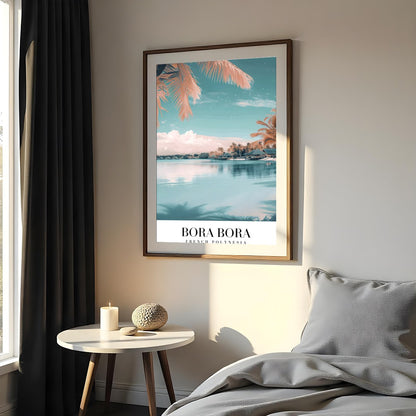 Immerse yourself in the tranquil beauty of Bora Bora with this stunning wall art. Featuring a for Bedroom