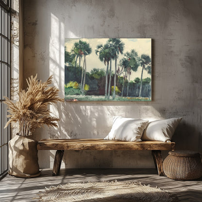 Immerse yourself in the tranquil allure of this watercolor masterpiece, capturing a serene grove of for Veranda