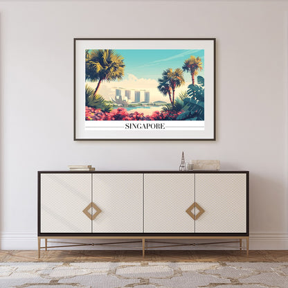 Immerse yourself in the vibrant elegance of a tropical cityscape with this captivating artwork. for Foyer
