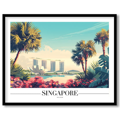Immerse yourself in the vibrant elegance of a tropical cityscape with this captivating artwork. for gallery