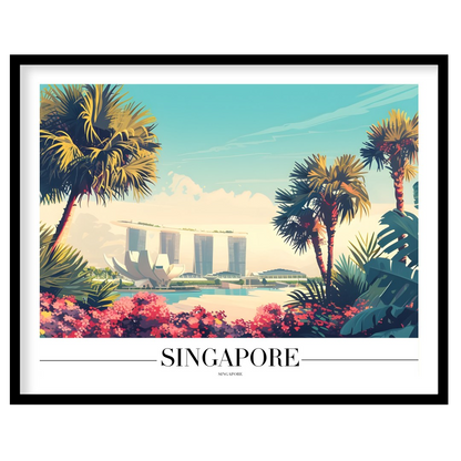 Immerse yourself in the vibrant elegance of a tropical cityscape with this captivating artwork. for gallery