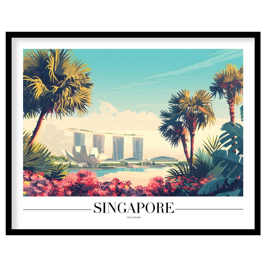Immerse yourself in the vibrant elegance of a tropical cityscape with this captivating artwork. for gallery