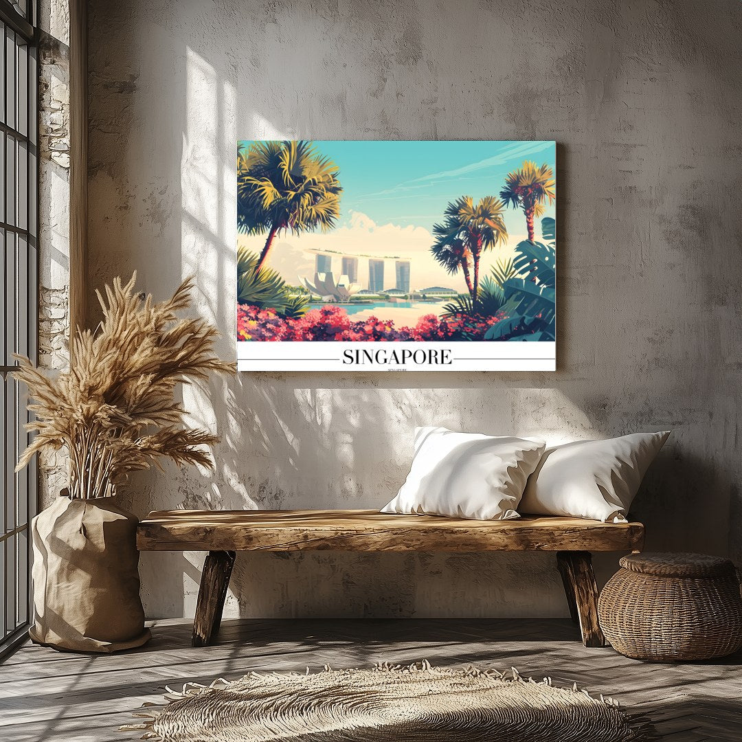 Immerse yourself in the vibrant elegance of a tropical cityscape with this captivating artwork. for Veranda