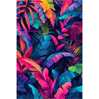 "Tropical Spectrum" presents a vibrant illustration of lush tropical foliage, rendered in a strikin… for living room
