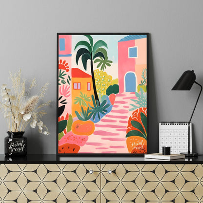 Tropical Town Bloom Painting available online at Paintroad showing architecture art and composition