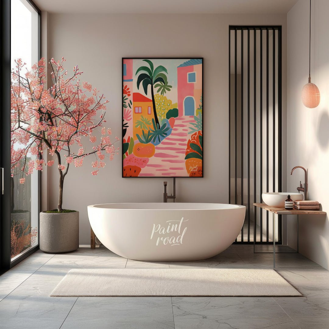 Tropical Town Bloom Painting available online at Paintroad showing architecture art and composition