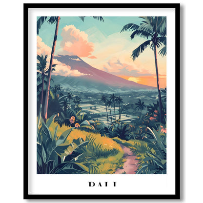 Embrace the lush allure of Bali with this stunning artwork, capturing verdant landscapes and serene for sweet-home