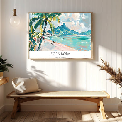Immerse yourself in the serene beauty of Bora Bora with this stunning wall art. Featuring vibrant for Hallway