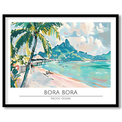 Immerse yourself in the serene beauty of Bora Bora with this stunning wall art. Featuring vibrant for retreat