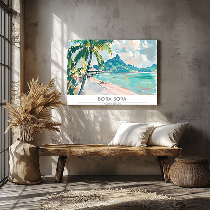 Immerse yourself in the serene beauty of Bora Bora with this stunning wall art. Featuring vibrant for Veranda