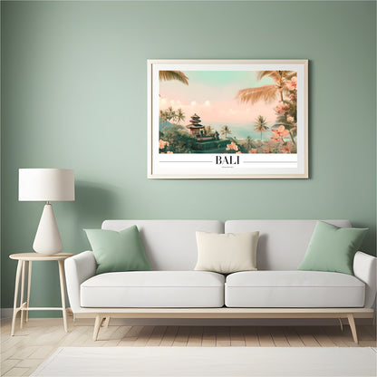 Immerse yourself in the serene beauty of Bali with this stunning wall art, showcasing tropical for Hall