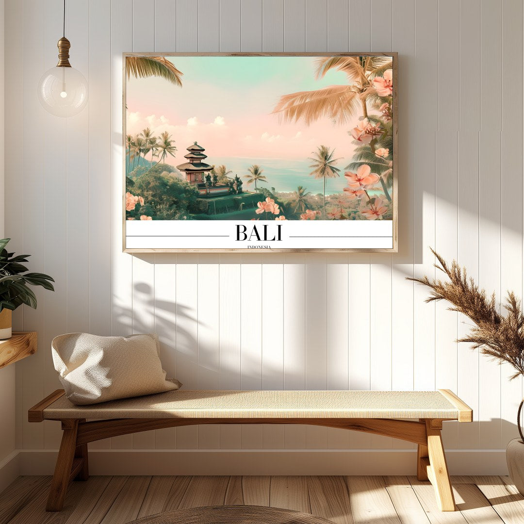 Immerse yourself in the serene beauty of Bali with this stunning wall art, showcasing tropical for Hallway