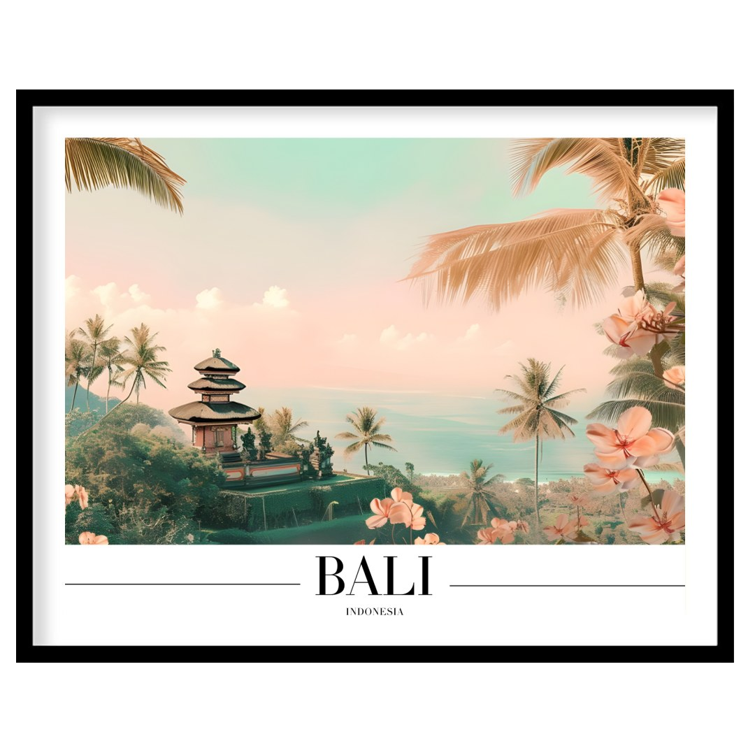 Immerse yourself in the serene beauty of Bali with this stunning wall art, showcasing tropical for living-space