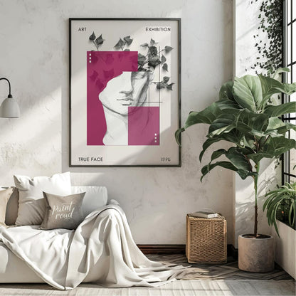 This sophisticated art print presents a striking and layered design, resembling a contemporary art … for living room