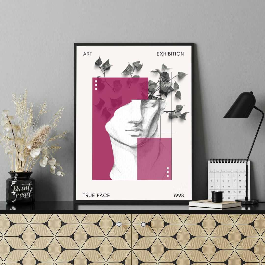 This sophisticated art print presents a striking and layered design, resembling a contemporary art … for office