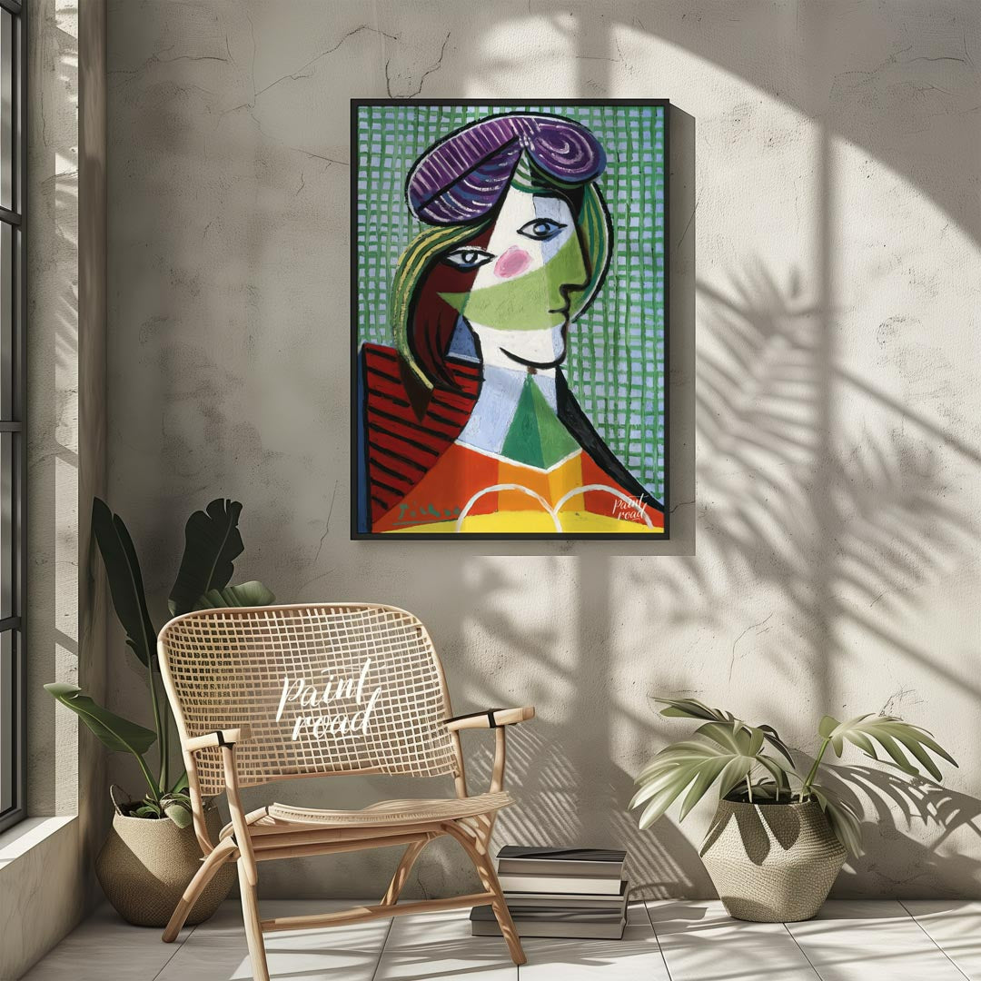 This vibrant and complex art print is Pablo Picasso’s “Tête de Femme” (Head of a Woman), a stunning… for living room