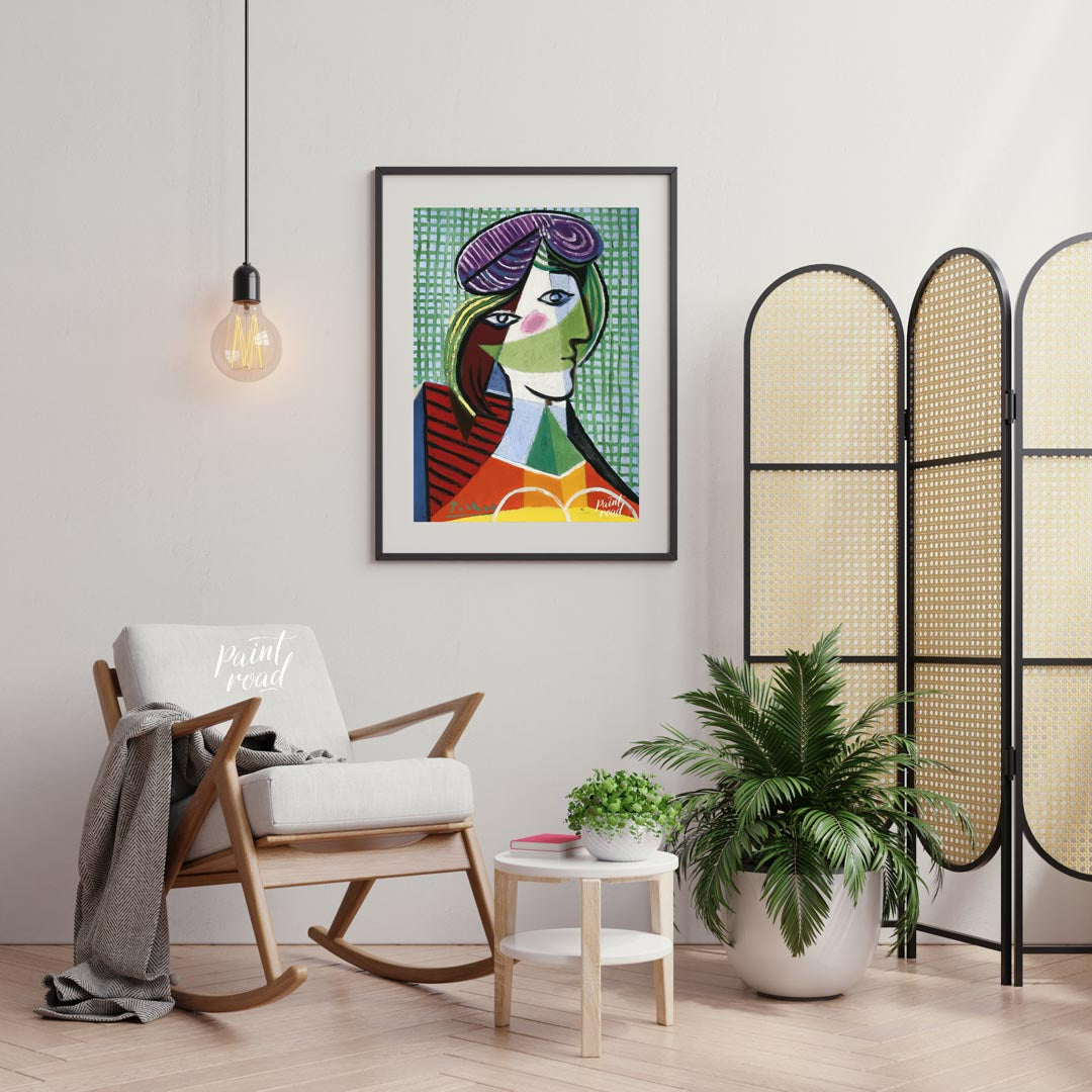 This vibrant and complex art print is Pablo Picasso’s “Tête de Femme” (Head of a Woman), a stunning… for living room
