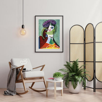This vibrant and complex art print is Pablo Picasso’s “Tête de Femme” (Head of a Woman), a stunning… for living room