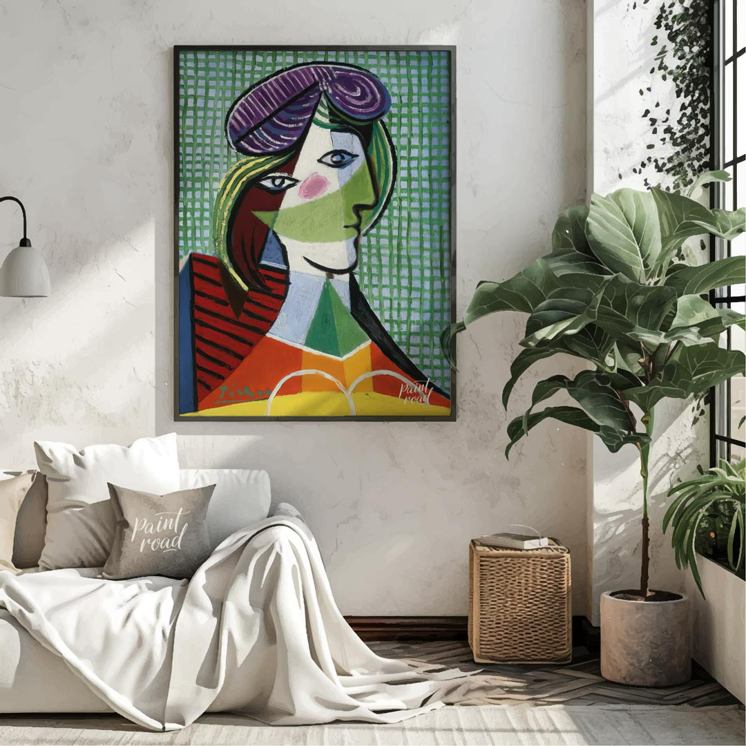 This vibrant and complex art print is Pablo Picasso’s “Tête de Femme” (Head of a Woman), a stunning… for living room