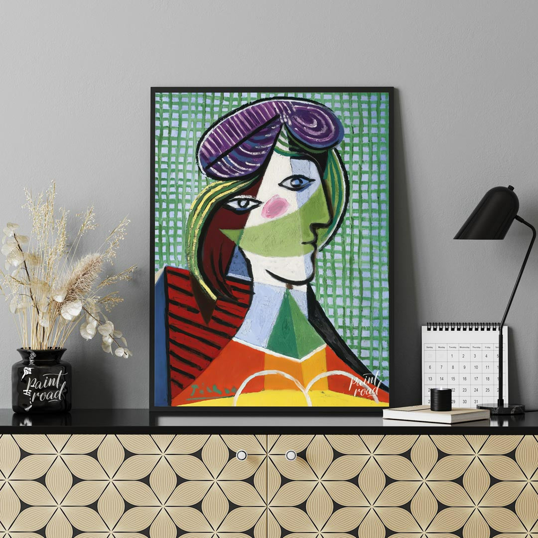 This vibrant and complex art print is Pablo Picasso’s “Tête de Femme” (Head of a Woman), a stunning… for office