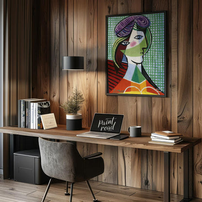 This vibrant and complex art print is Pablo Picasso’s “Tête de Femme” (Head of a Woman), a stunning… for office