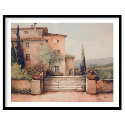 Embrace the serene beauty of Tuscany with this captivating artwork, featuring a sun-dappled villa for dwelling