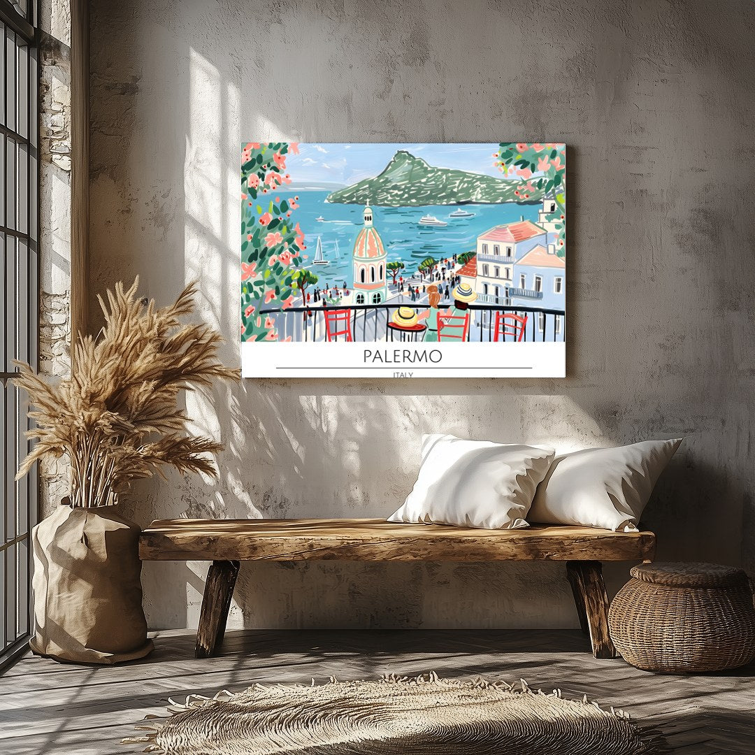 Capture the essence of a charming Tuscan coastal town with this colorful and lively wall art. for Veranda