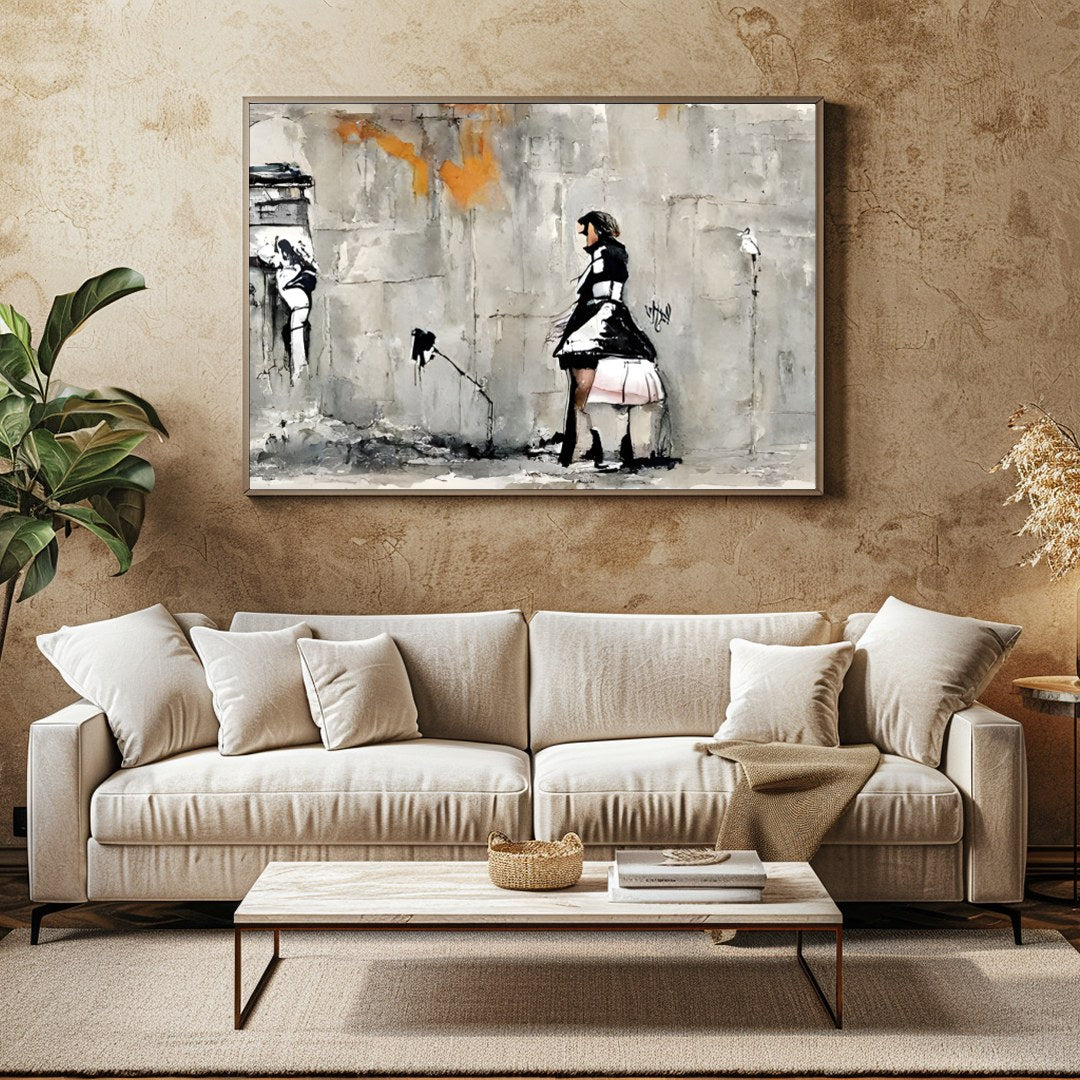 This captivating piece blends the raw essence of urban landscapes with a touch of human warmth. The for Family Room