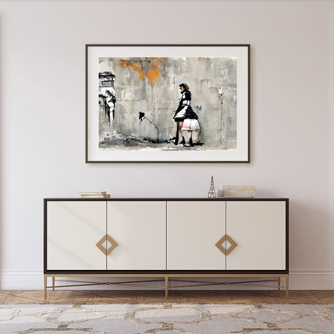 This captivating piece blends the raw essence of urban landscapes with a touch of human warmth. The for Foyer