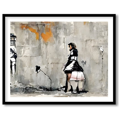 This captivating piece blends the raw essence of urban landscapes with a touch of human warmth. The for haven