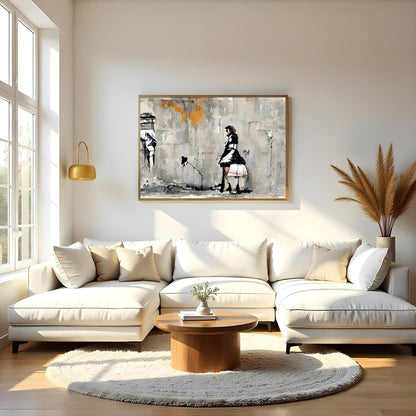 This captivating piece blends the raw essence of urban landscapes with a touch of human warmth. The for Living Room