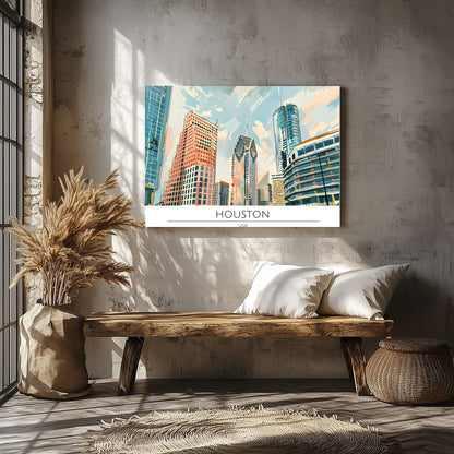 Experience the dynamic beauty of the Houston skyline with this captivating artwork. The sleek for Veranda