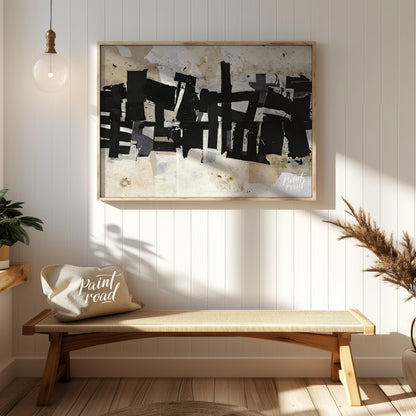 """Urban Fragment"" captures the raw, textural essence of a city's layered history. The composition… for entryway