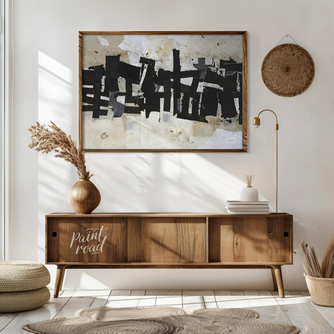 """Urban Fragment"" captures the raw, textural essence of a city's layered history. The composition… for living room