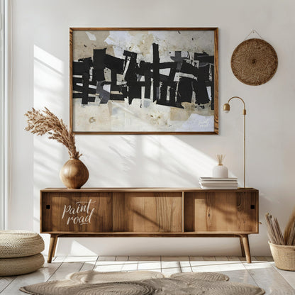 """Urban Fragment"" captures the raw, textural essence of a city's layered history. The composition… for living room