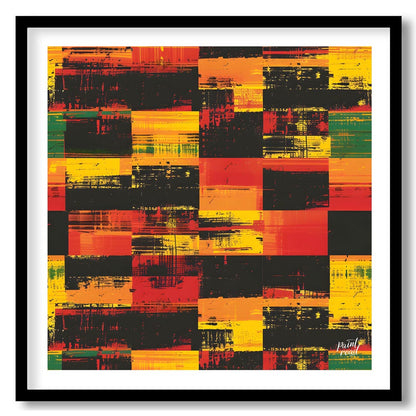 A vibrant and dynamic abstract artwork featuring a bold interplay of colors and textures. The artis… for abode