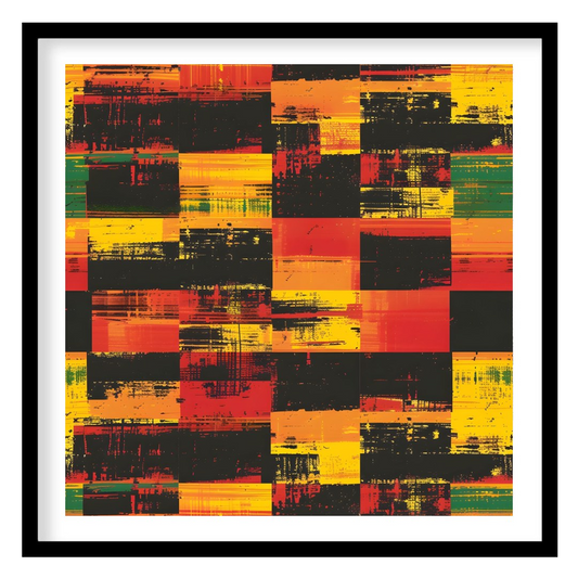 A vibrant and dynamic abstract artwork featuring a bold interplay of colors and textures. The artis… for abode