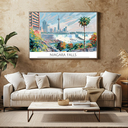 Experience the vibrant fusion of urban architecture and natural beauty with this stunning artwork. for Family Room